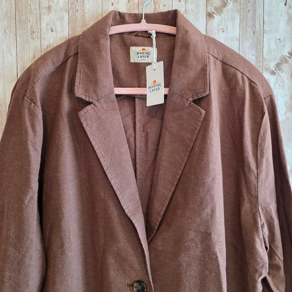 Women's Marine Layer Brown Blazer Size L - Picture 3 of 9